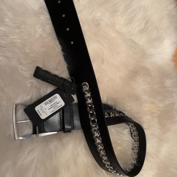 RAG and BONE JUMBO BLACK GENUINE BOYFRIEND BELT W/ SILVER CHAIN DETAIL - Picture 5 of 6